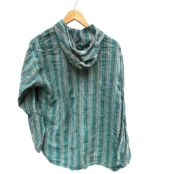 SHOP Therapy Mens Striped toggle, button Hoodie, Shirt L Grunge, Goth Streetwear - Picture 5 of 9